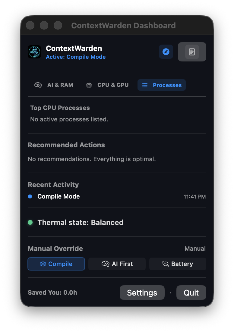 Dashboard Processes